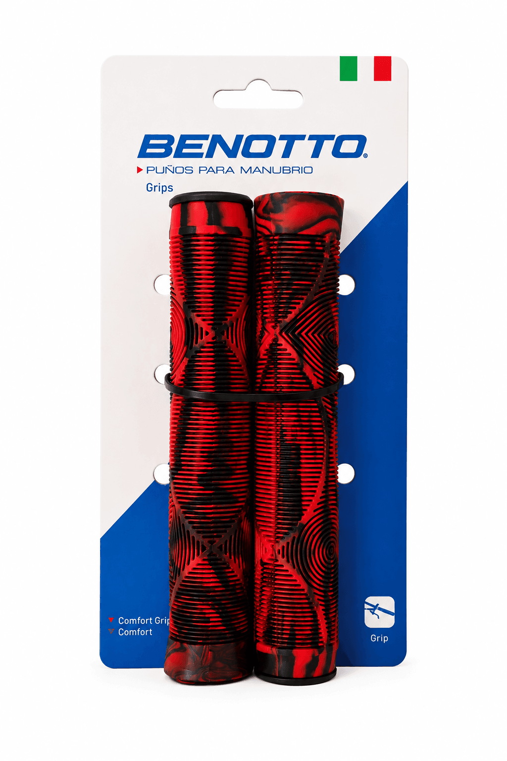PUÑOS O GRIPS ROJO CON NEGRO PARA BICICLETA MARCA BENOTTO