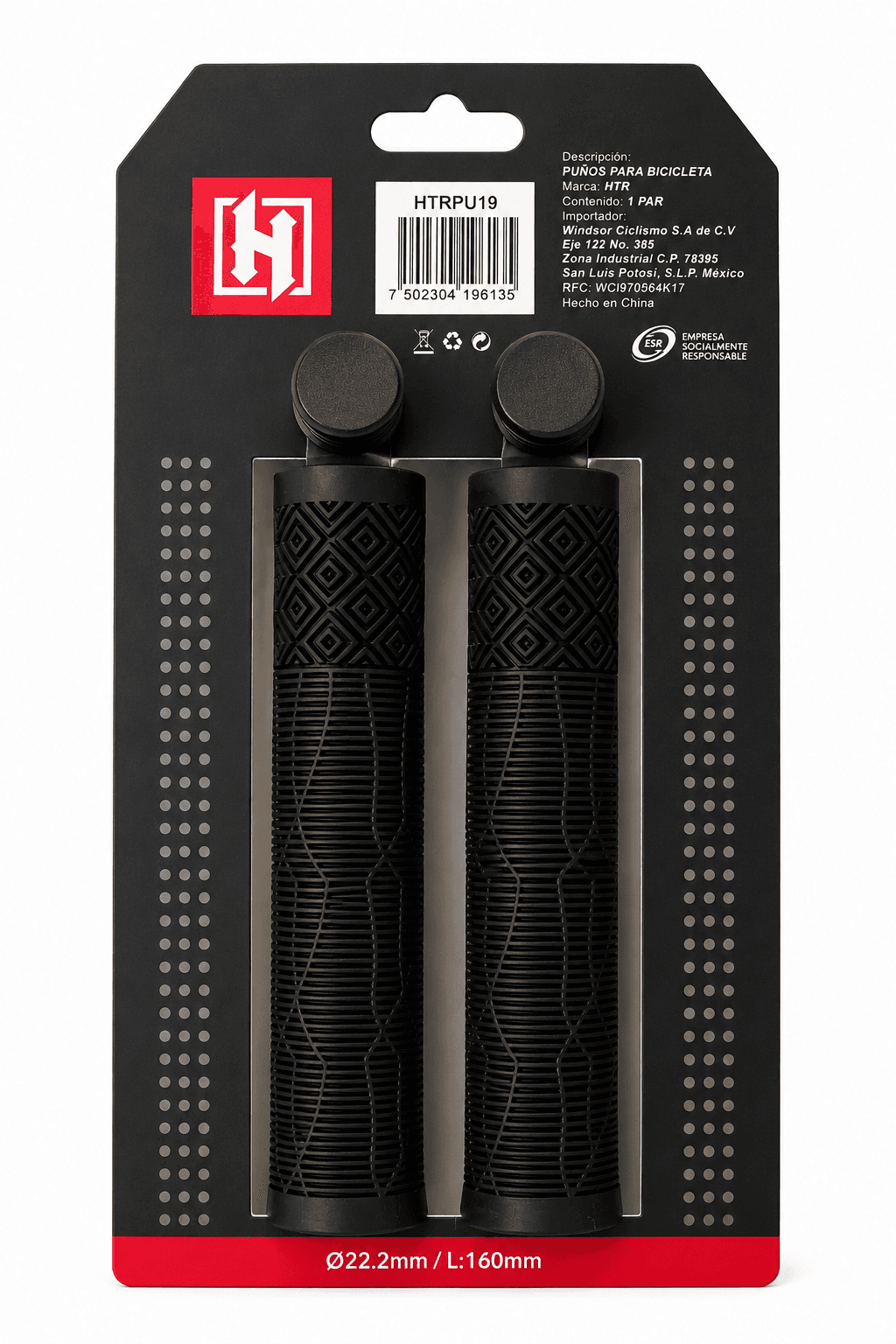 PUÑOS O GRIPS NEGROS PARA BICICLETA MARCA HTR