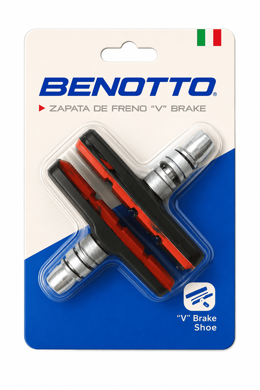 ZAPATA O GOMA DE FRENO MARCA BENOTTO NEGRO CON ROJO