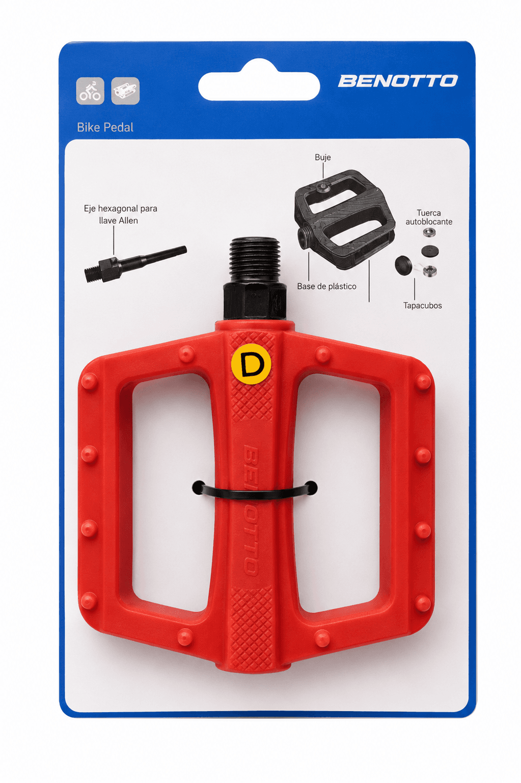 PEDALES STD PARA BICICLETA DE MONTAÑA MARCA BENOTTO ROJO