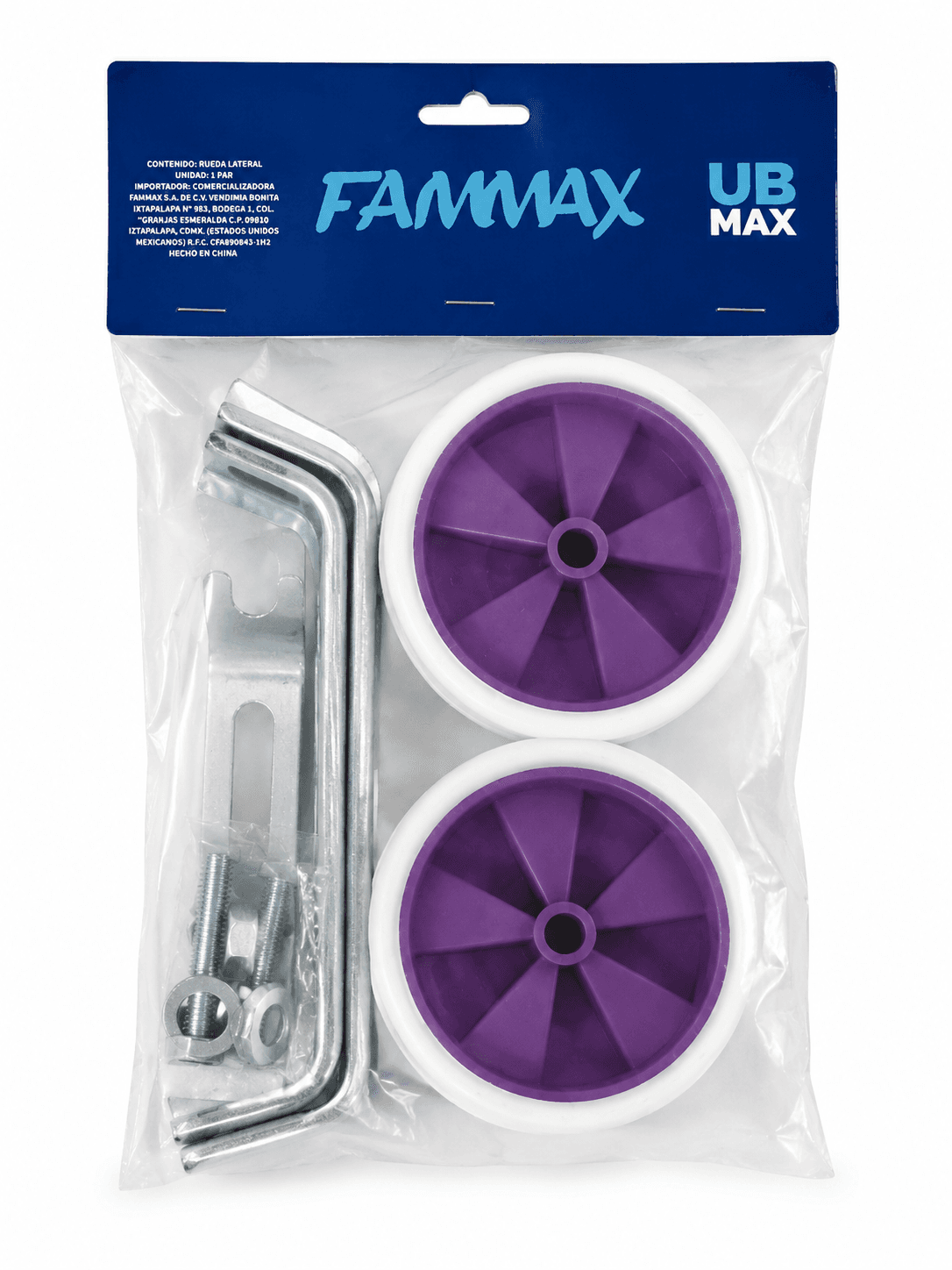 RUEDAS LATERALES MARCA UBMAX MORADO CON BLANCO