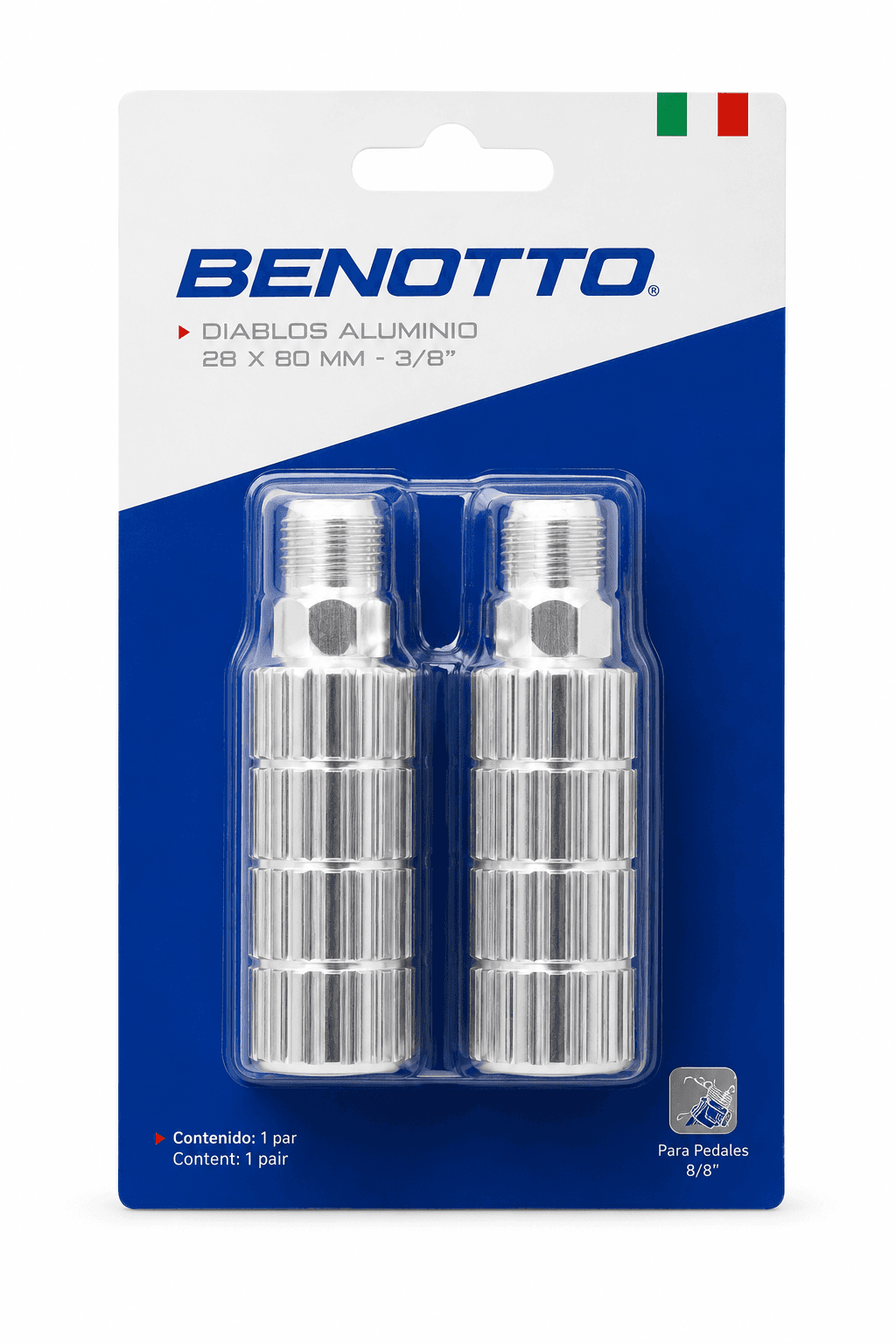 DIABLOS TRASEROS DE ALUMINIO MARCA BENOTTO PLATEADO