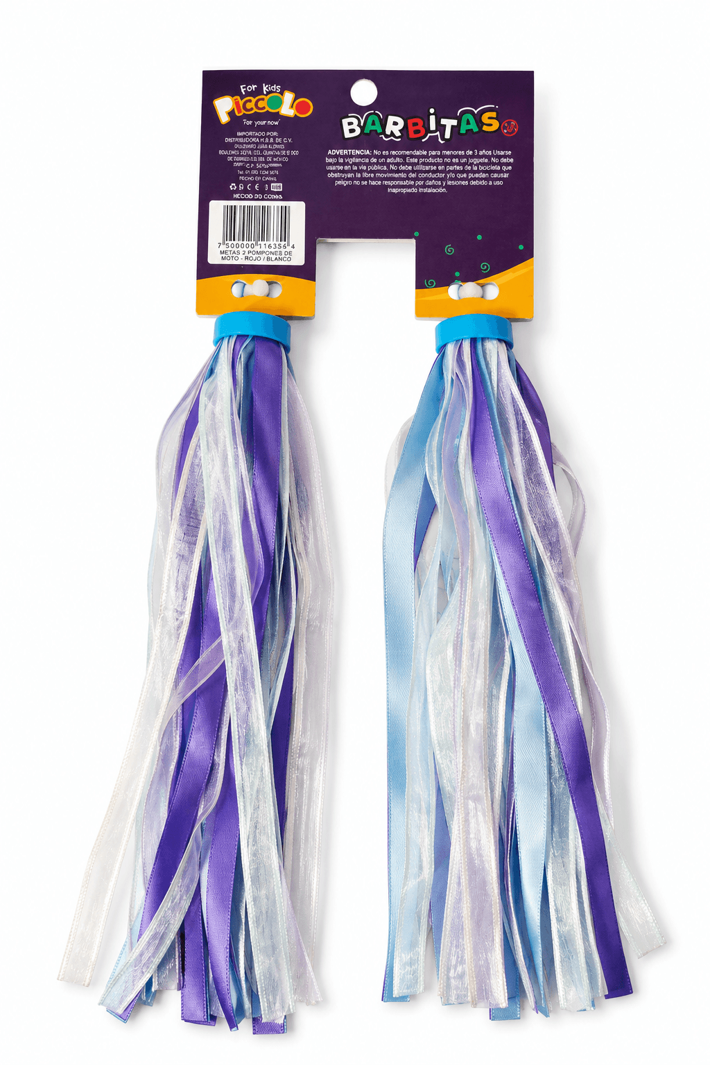 BARBITAS DE TELA PARA BICICLETA INFANTIL MULTIMARCA MORADO CON AZUL
